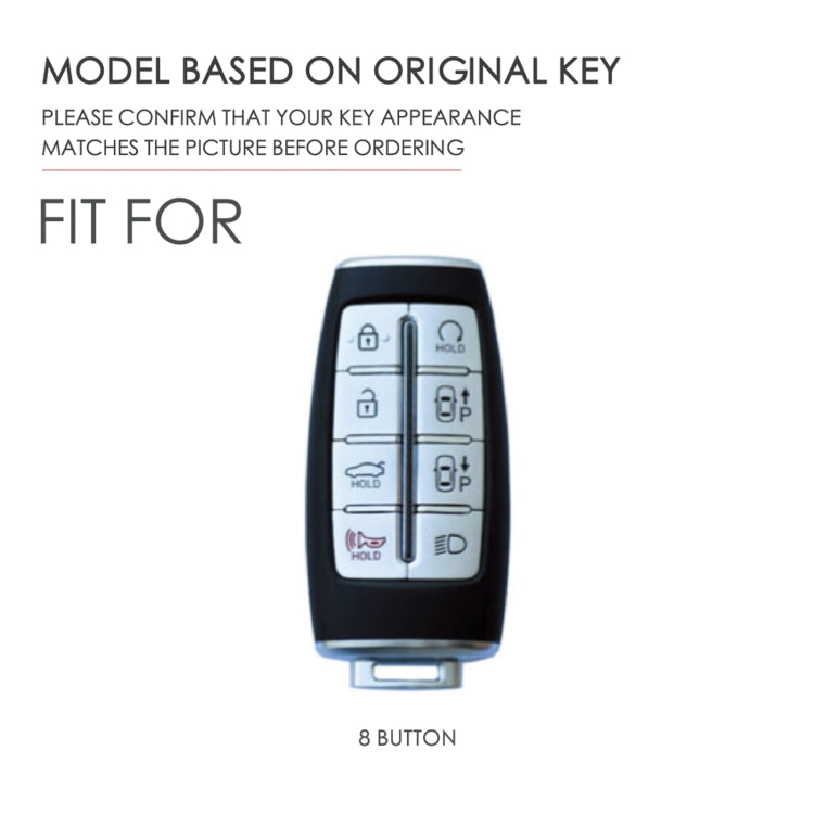 Hallmo Car Cowhide Leather Key Protective Cover Key Case for Hyundai Rohens Genesis 8-button, For Rohens Genesis