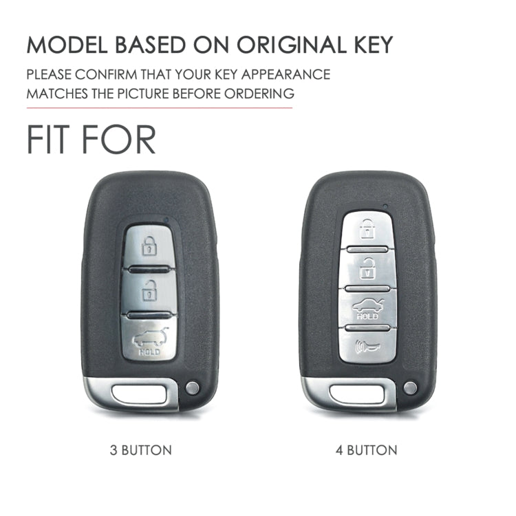 Hallmo Car Cowhide Leather Key Protective Cover Key Case for KIA K2 / K3 / K5 4-button, For KIA K2 / K3 / K5 4-button