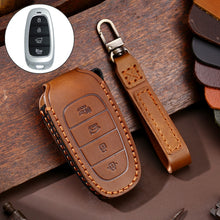 Load image into Gallery viewer, Hallmo Car Cowhide Leather Key Protective Cover Key Case for Hyundai 4-button, For Hyundai 4-button