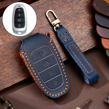 Load image into Gallery viewer, Hallmo Car Cowhide Leather Key Protective Cover Key Case for Hyundai 4-button Start, For Hyundai 4-button Start
