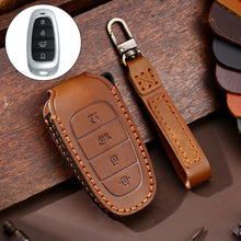 Load image into Gallery viewer, Hallmo Car Cowhide Leather Key Protective Cover Key Case for Hyundai 4-button Start, For Hyundai 4-button Start