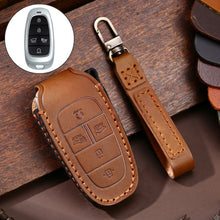 Load image into Gallery viewer, Hallmo Car Cowhide Leather Key Protective Cover Key Case for Hyundai 5-button, For Hyundai 5-button