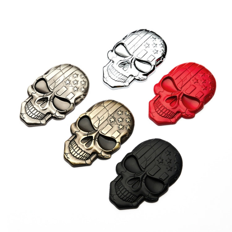 Three-dimensional Devil Skull Metal Plating Car Sticker, Silver, Black, Gun Metal, Plating Bronze, Red
