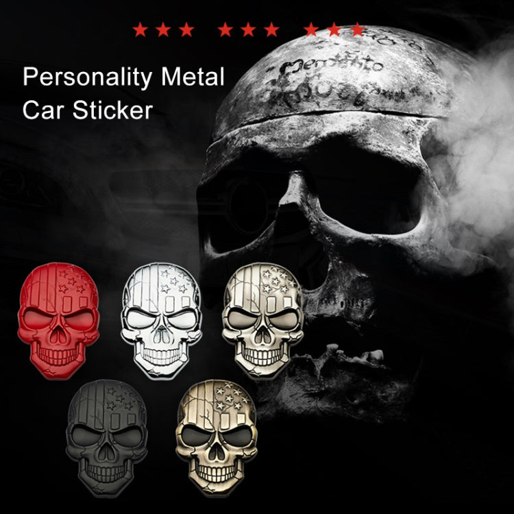Three-dimensional Devil Skull Metal Plating Car Sticker, Silver, Black, Gun Metal, Plating Bronze, Red