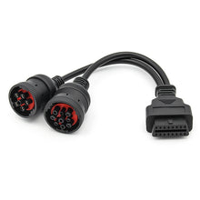 Load image into Gallery viewer, J1708 J1939 6Pin 9Pin to OBD2 16Pin Female Car Diagnostic Adapter Cable, 6Pin 9Pin to OBD2
