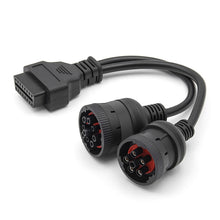 Load image into Gallery viewer, J1708 J1939 6Pin 9Pin to OBD2 16Pin Female Car Diagnostic Adapter Cable, 6Pin 9Pin to OBD2