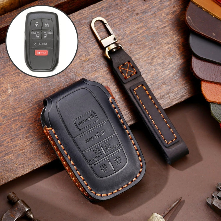 Hallmo Car Genuine Leather Key Protective Cover for Toyota Sienna 6-button, For Toyota Sienna 6-button (Black), For Toyota Sienna 6-button (Blue), For Toyota Sienna 6-button (Brown)