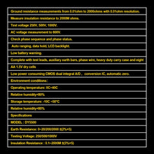 Load image into Gallery viewer, DUOYI DY5500 Car 4 in 1 Digital Multifunction Resistance Tester Insulation Earth Multimeter, DY5500