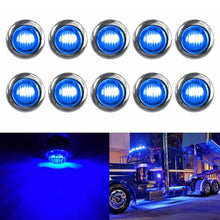 Load image into Gallery viewer, 10 PCS MK-118 3/4 inch Metal Frame Car / Truck 3LEDs Side Marker Indicator Lights Bulb Lamp, MK-118(Blue Light), MK-118(Green Light), MK-118(Red Light), MK-118(White Light), MK-118 (Yellow Light)