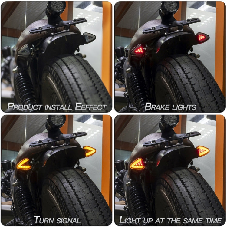 2 PCS KC018A Motorcycle Triangular V-shaped Two-color LED Brake Turn Signal Light, KC018A