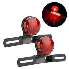 Load image into Gallery viewer, 2 PCS Motorcycle Retro Round Brake Light with License Plate Holder, Retro Round Brake Light