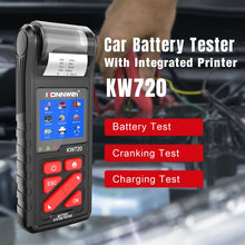 Load image into Gallery viewer, KONNWEI KW720 Car 3.2 inch 6V-24V Lead-acid Battery Tester with Printer, KW720