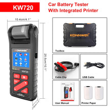 Load image into Gallery viewer, KONNWEI KW720 Car 3.2 inch 6V-24V Lead-acid Battery Tester with Printer, KW720