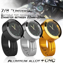 Load image into Gallery viewer, Motorcycle 22-25mm Handlebar Clock Quartz Watch with Lock, Quartz Watch (Black), Quartz Watch (Silver)