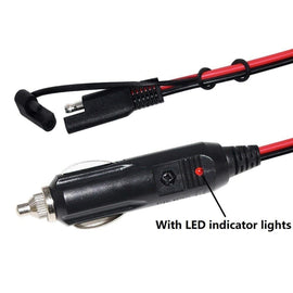 12V SAE Car Power Cord Cigarette Lighter Plug to Solar Battery Charging Connecting Cable, Length: 1.5m, 1.5m