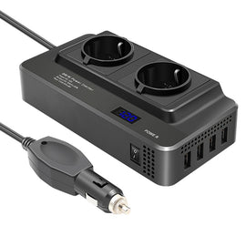 DC12V 200W AC220V Car Smart Multi-functional Digital Display Inverter, EU Plug, EU Plug