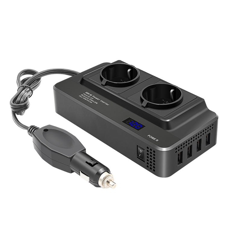 DC12V 200W AC220V Car Smart Multi-functional Digital Display Inverter, EU Plug, EU Plug