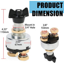 Load image into Gallery viewer, 12-24V Car Battery Selector Isolator Disconnect Rotary Switch Cut, 12-24V