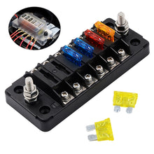 Load image into Gallery viewer, ZH-978A1 FB1901 1 In 6 Out 6 Ways Independent Positive Negative Fuse Box with 12 Fuses for Auto Car Truck Boat, ZH-978A1