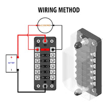 Load image into Gallery viewer, ZH-978A1 FB1901 1 In 6 Out 6 Ways Independent Positive Negative Fuse Box with 12 Fuses for Auto Car Truck Boat, ZH-978A1