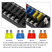 Load image into Gallery viewer, ZH-978A1 FB1901 1 In 6 Out 6 Ways Independent Positive Negative Fuse Box with 12 Fuses for Auto Car Truck Boat, ZH-978A1
