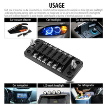 Load image into Gallery viewer, ZH-978A1 FB1901 1 In 6 Out 6 Ways Independent Positive Negative Fuse Box with 12 Fuses for Auto Car Truck Boat, ZH-978A1