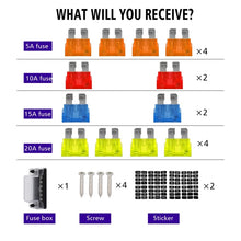 Load image into Gallery viewer, ZH-978A1 FB1901 1 In 6 Out 6 Ways Independent Positive Negative Fuse Box with 12 Fuses for Auto Car Truck Boat, ZH-978A1