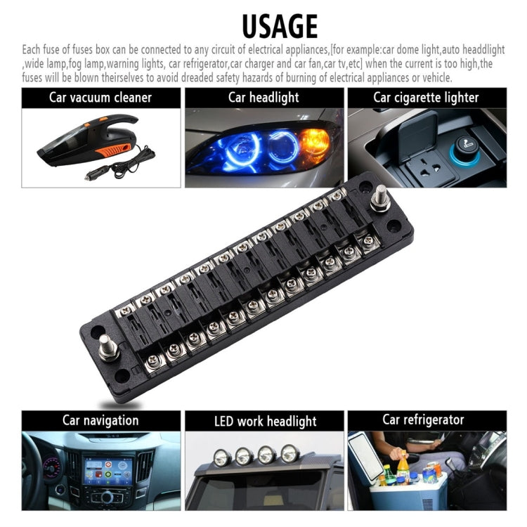 ZH-978A2 FB1902 1 In 12 Out 12 Ways Independent Positive Negative Fuse Box with 24 Fuses for Auto Car Truck Boat, ZH-978A2