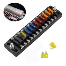 Load image into Gallery viewer, FB1904 1 In 1 Out 12 Ways Positive Negative Fuse Box with 24 Fuses for Auto Car Truck Boat, ZH-979A2
