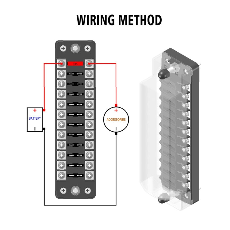 FB1904 1 In 1 Out 12 Ways Positive Negative Fuse Box with 24 Fuses for Auto Car Truck Boat, ZH-979A2