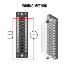 Load image into Gallery viewer, FB1904 1 In 1 Out 12 Ways Positive Negative Fuse Box with 24 Fuses for Auto Car Truck Boat, ZH-979A2