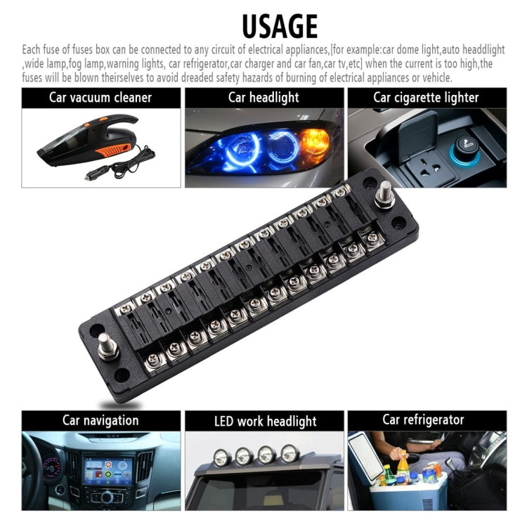 FB1904 1 In 1 Out 12 Ways Positive Negative Fuse Box with 24 Fuses for Auto Car Truck Boat, ZH-979A2