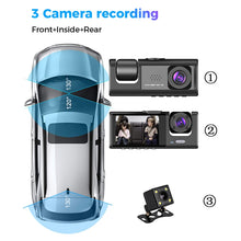 Load image into Gallery viewer, A1 3-lens Video HD Night Vision Car Driving Recorder, with Rear View Camera, A1