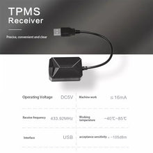 Load image into Gallery viewer, USB TPMS Tire Pressure Monitoring System Android with Internal Sensor for Car Radio DVD Player, with Internal Sensor
