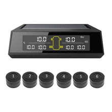 Load image into Gallery viewer, Car Solar Wireless Tire Pressure Monitoring System TPMS 6 External Sensors for 6-wheel Truck Bus, Solar Wireless Tire Pressure Monitoring