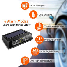 Load image into Gallery viewer, Car Solar Wireless Tire Pressure Monitoring System TPMS 6 External Sensors for 6-wheel Truck Bus, Solar Wireless Tire Pressure Monitoring