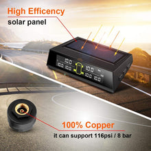 Load image into Gallery viewer, Car Solar Wireless Tire Pressure Monitoring System TPMS 6 External Sensors for 6-wheel Truck Bus, Solar Wireless Tire Pressure Monitoring
