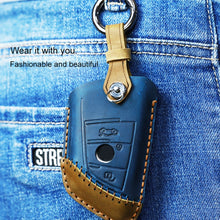 Load image into Gallery viewer, For BMW Blade Style Car Cowhide Leather Key Protective Cover Key Case, Two Keys Version, For BMW, Two Keys Version