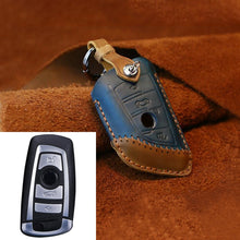 Load image into Gallery viewer, For BMW Blade Style Car Cowhide Leather Key Protective Cover Key Case, Three Keys Version, For BMW, Three Keys Version