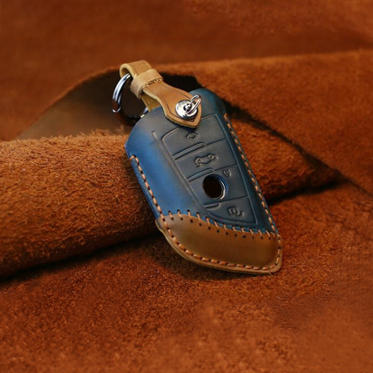 For BMW Blade Style Car Cowhide Leather Key Protective Cover Key Case, Three Keys Version, For BMW, Three Keys Version