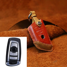Load image into Gallery viewer, For BMW Blade Style Car Cowhide Leather Key Protective Cover Key Case, Three Keys Version, For BMW, Three Keys Version