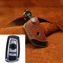 Load image into Gallery viewer, For BMW Blade Style Car Cowhide Leather Key Protective Cover Key Case, Three Keys Version, For BMW, Three Keys Version