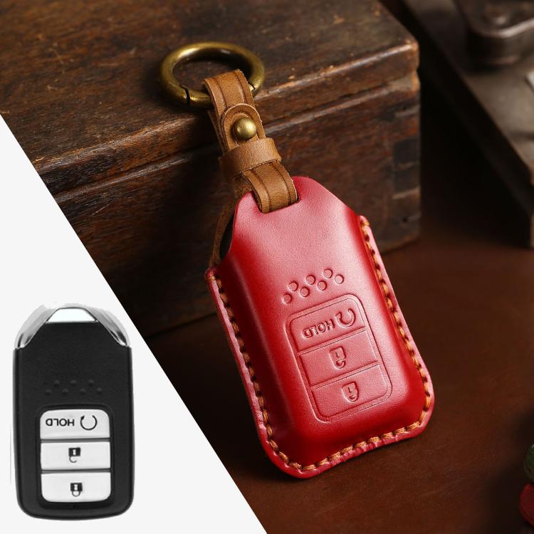 For Honda Car Cowhide Leather Key Protective Cover Key Case, Three Keys Start Version, For Honda, Three Keys Start Version, For Honda, Three Keys Version