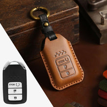 Load image into Gallery viewer, For Honda Car Cowhide Leather Key Protective Cover Key Case, Three Keys Start Version, For Honda, Three Keys Start Version, For Honda, Three Keys Version