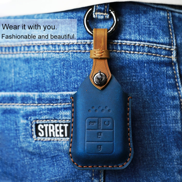 For Honda Car Cowhide Leather Key Protective Cover Key Case, Three Keys Tailgate Version, For Honda, Three Keys Tailgate Version