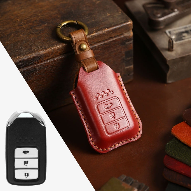 For Honda Car Cowhide Leather Key Protective Cover Key Case, Three Keys Tailgate Version, For Honda, Three Keys Tailgate Version