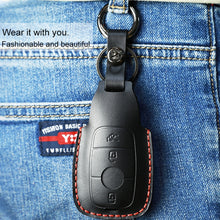 Load image into Gallery viewer, For Mercedes-Benz Colorful Edge Style Car Cowhide Leather Key Protective Cover Key Case, For Mercedes-Benz