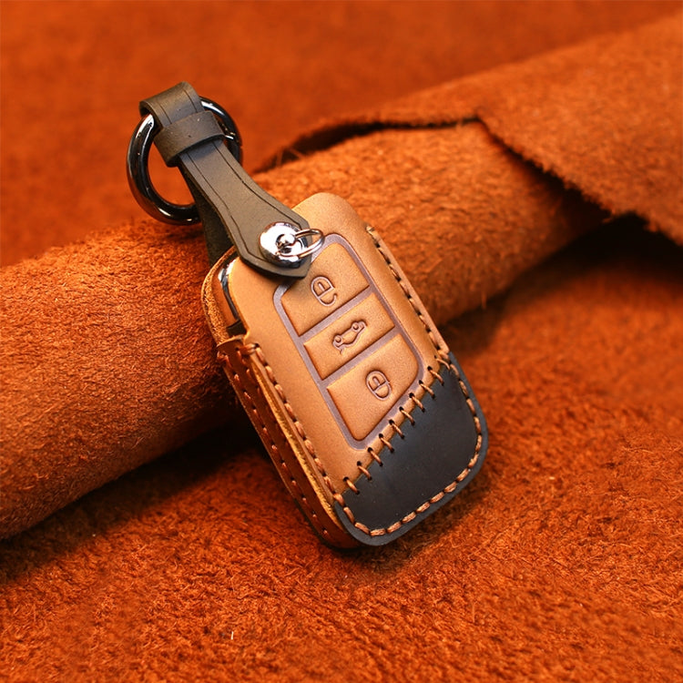 For Volkswagen Car Cowhide Leather Key Protective Cover Key Case, A Version, For Volkswagen, A Version