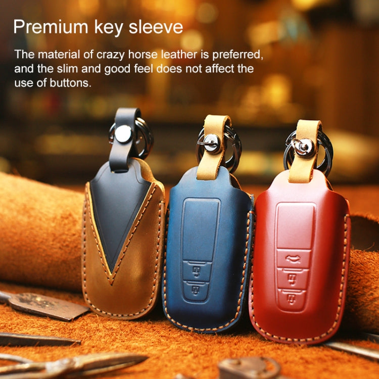 For Toyota Car Cowhide Leather Key Protective Cover Key Case, Three Keys Version, For Toyota, Three Keys Version