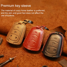 Load image into Gallery viewer, For Cadillac Car Cowhide Leather Key Protective Cover Key Case, Four Keys Version, For Cadillac, Four Keys Version